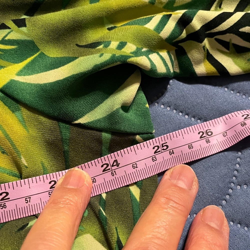 Susan Graver Green Leaf Print Top - Picture 6 of 7
